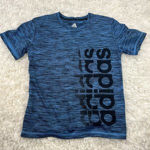 Adidas Boys Sz Small Blue Casual Activewear Short Sleeve Top Shirt Crew Neck